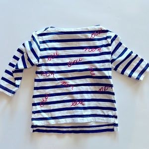 Crewcuts 3/4 sleeve striped boatneck shirt. 3t.